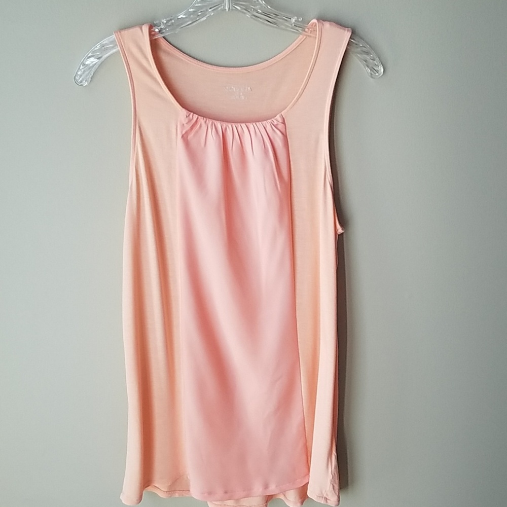 Peach mixed fabric tank